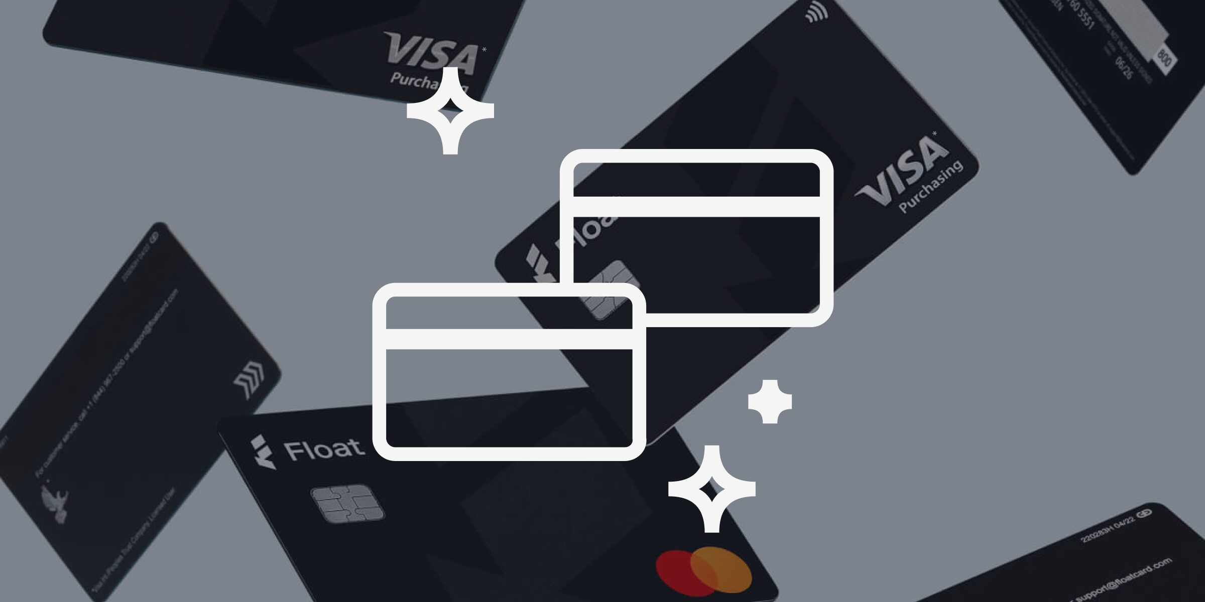 two credit card icons on a background of float mastercards